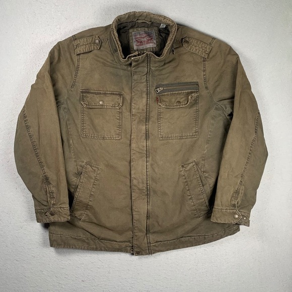 Levi's Other - Levi Strauss Field Jacket Mens XLT Olive Green Cotton Canvas Quilted Utility